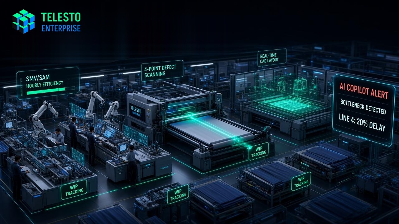 Telesto AI-Powered Garment & Textile Manufacturing Operations in Bangladesh Infographic